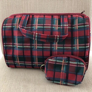 Red Plaid Makeup‎ Travel Bags Duo Set Cosmetic